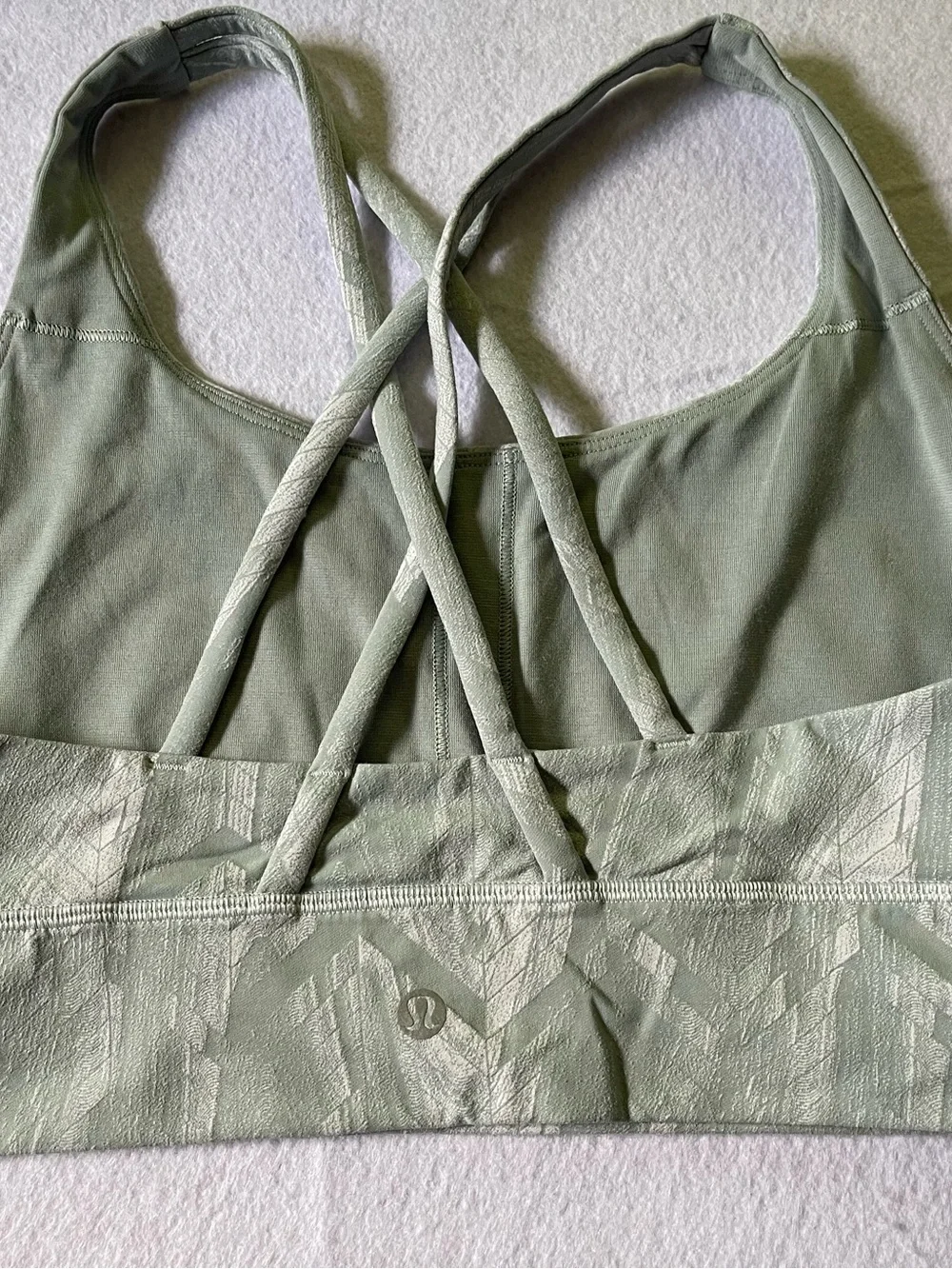 Lululemon athletica Light Green Strappy Sports Bra with Subtle Pattern
